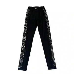 Petticoat Alley Black Studded Casual Bohemian Gypsy Women’s Leggings SZ S # 1002